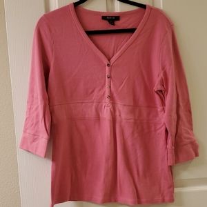 3/4 sleeve pink lightweight Henley style top